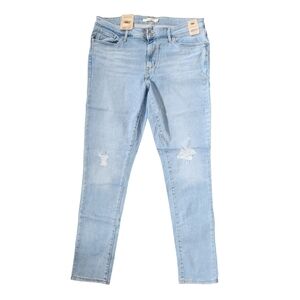 Levi's 711 Skinny Jeans Mid Rise Distressed Ripped Light Wash 32x30